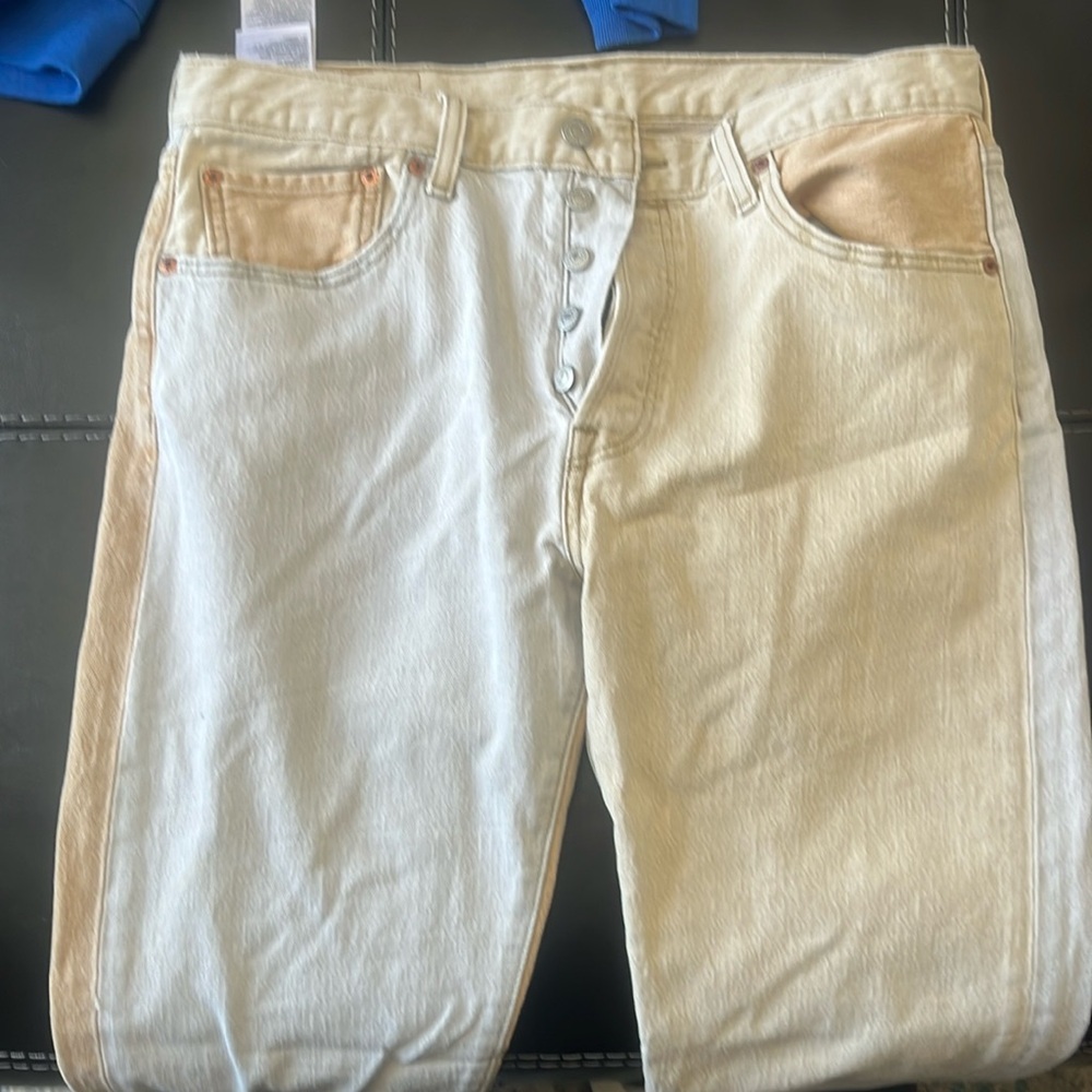 Levi’s 501 Men’s Jean 32/30 Washed Yellow/Blue Denim